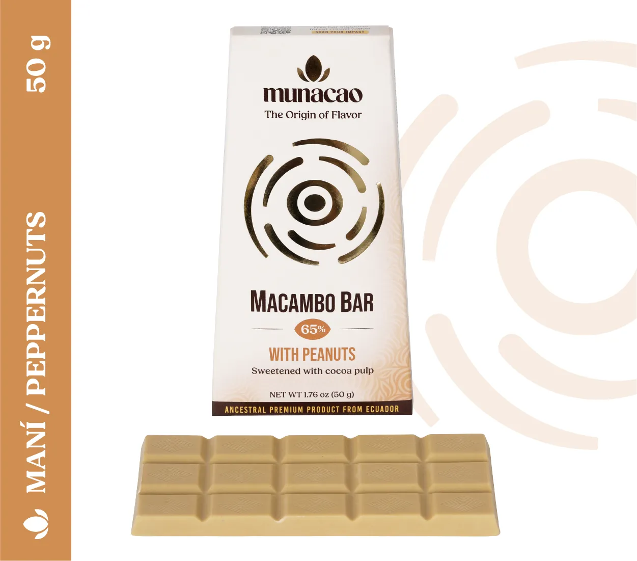 65% Cacao Blanco con Maní 50gr