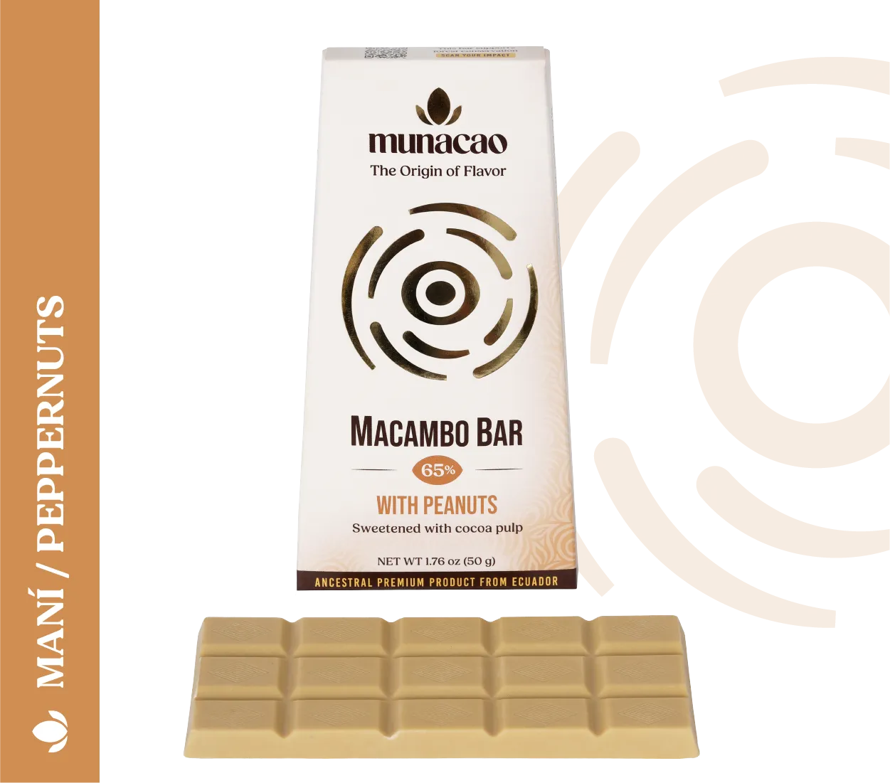65% Cacao Blanco con Maní (50gr)